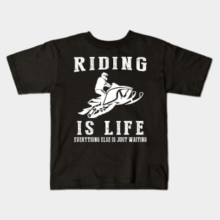 Snowmobile is Life: Where Waiting Ignites the Winter Thrill! Kids T-Shirt